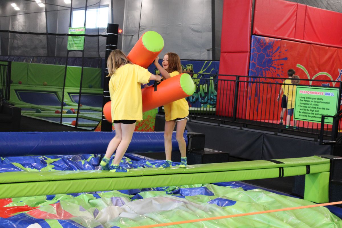 kids having fun at trampoline park