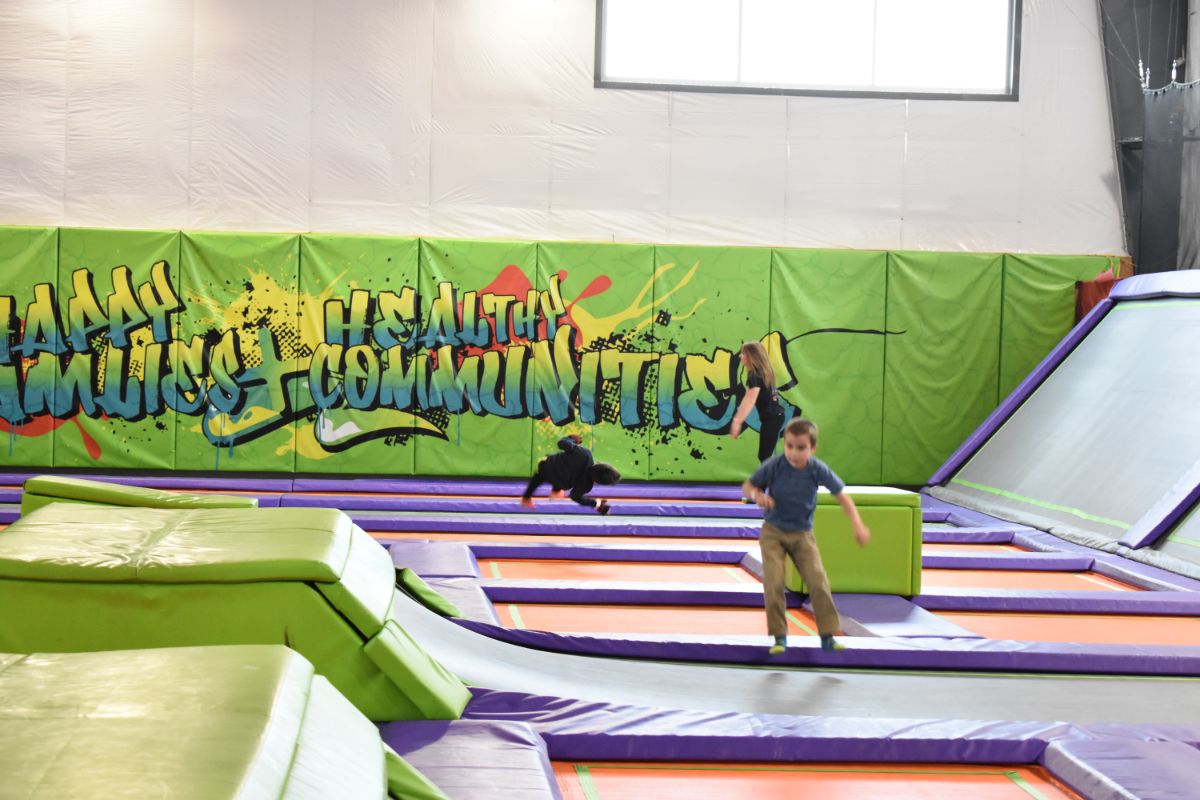 kids having fun at trampoline park