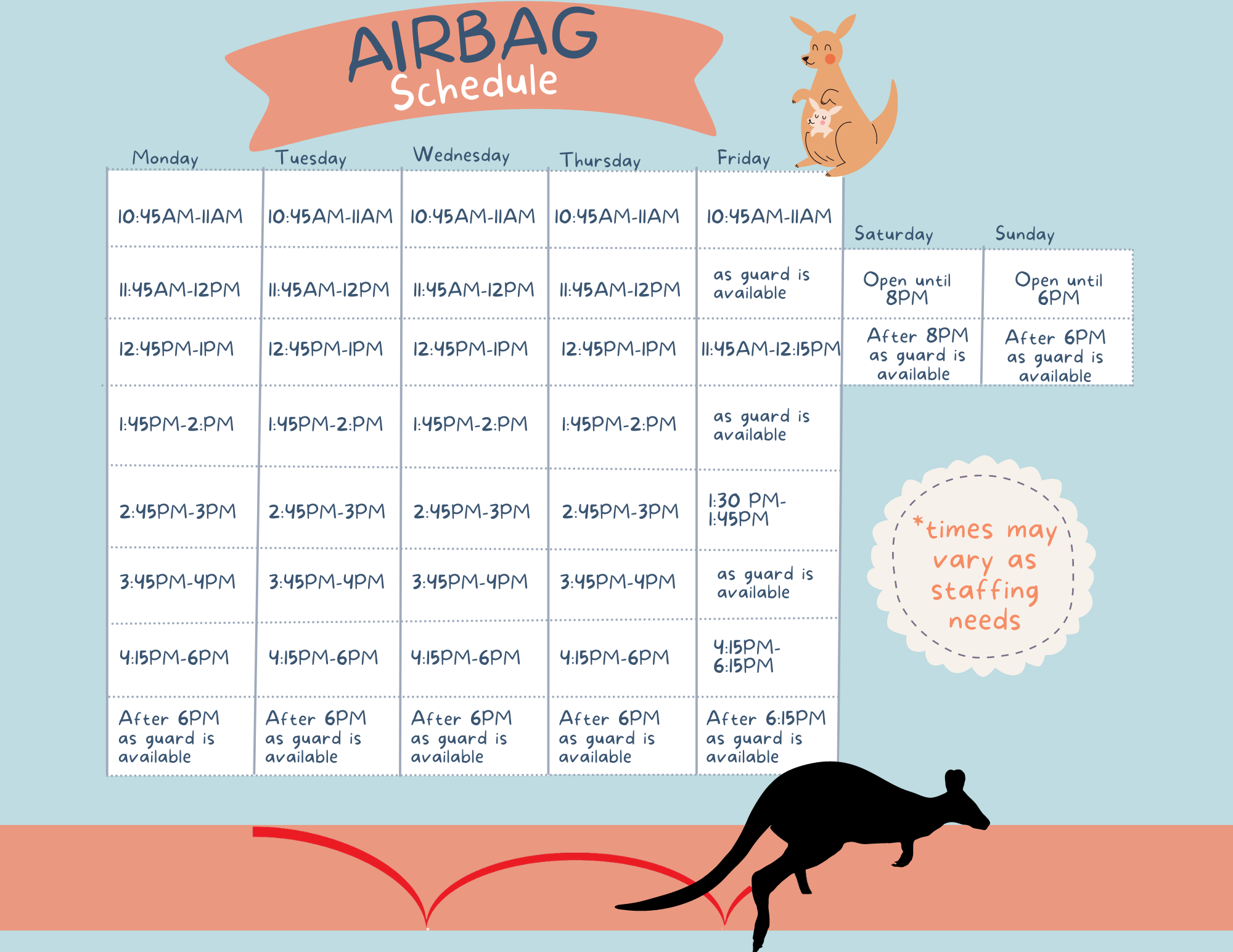 airbag schedule